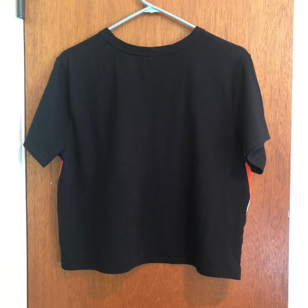 Gaze, Black with Orange & White, Cropped Jersey Top, Size Large - Picture 2 of 6